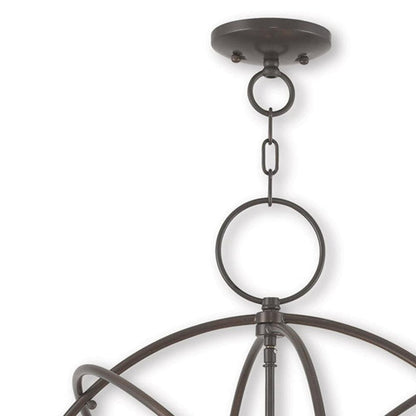 Bronze Five Light Metal Dimmable Chandelier With Shades HomeRoots