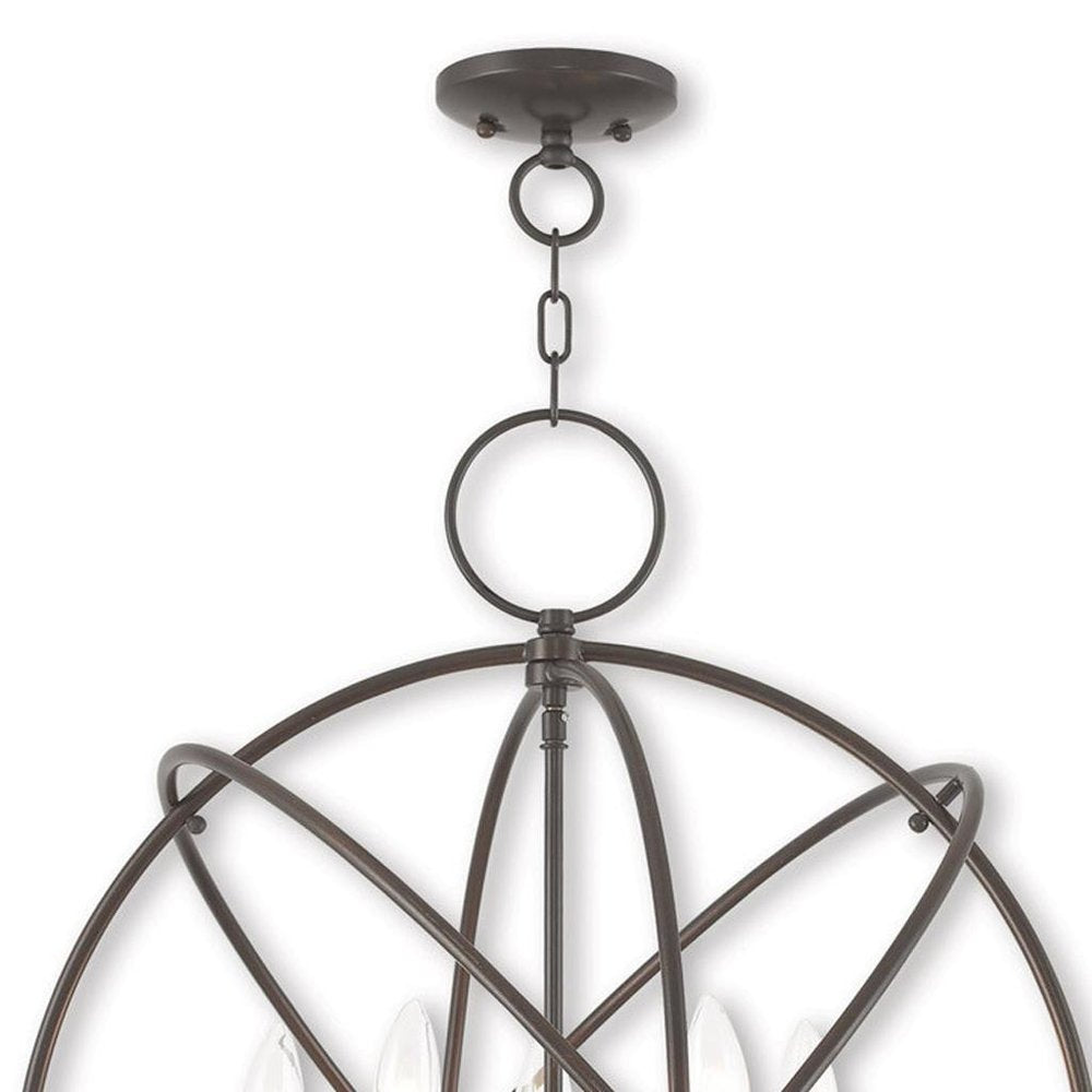 Bronze Five Light Metal Dimmable Chandelier With Shades HomeRoots