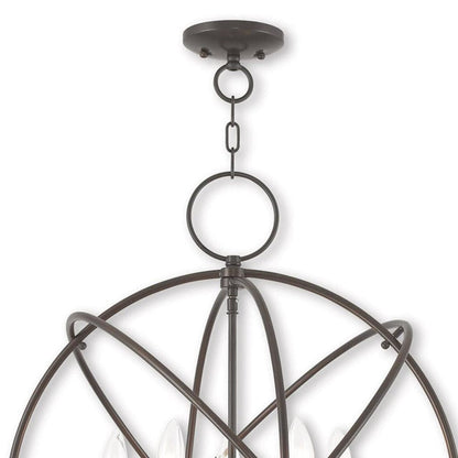 Bronze Five Light Metal Dimmable Chandelier With Shades HomeRoots