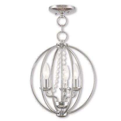 Silver Three Light Metal Dimmable Chandelier With Shades HomeRoots