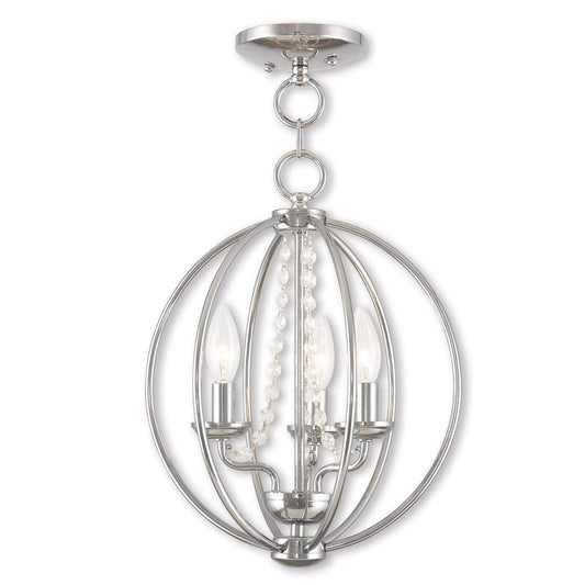 Silver Three Light Metal Dimmable Chandelier With Shades HomeRoots