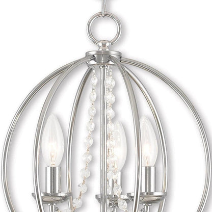 Silver Three Light Metal Dimmable Chandelier With Shades HomeRoots