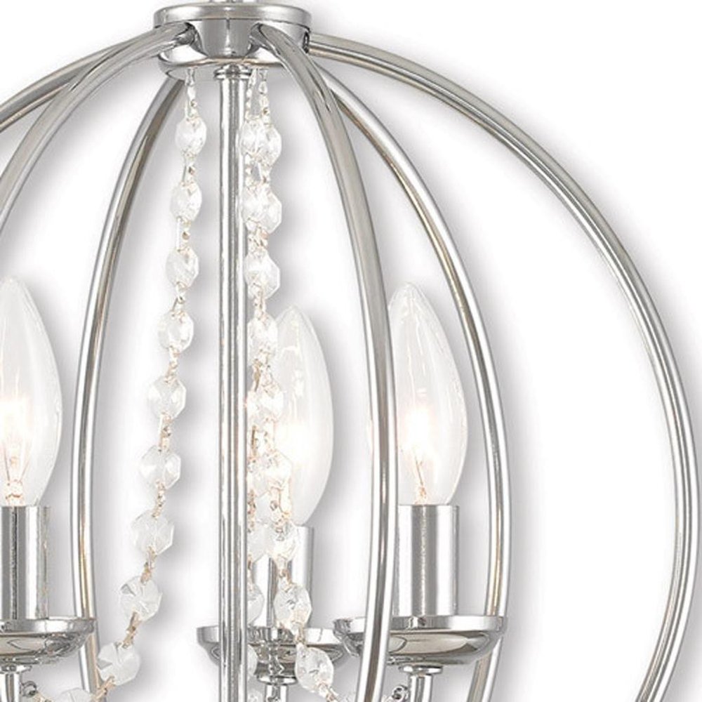 Silver Three Light Metal Dimmable Chandelier With Shades HomeRoots