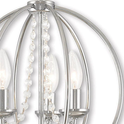 Silver Three Light Metal Dimmable Chandelier With Shades HomeRoots