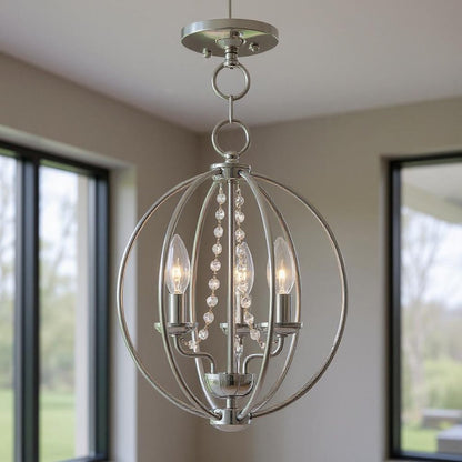 Silver Three Light Metal Dimmable Chandelier With Shades HomeRoots