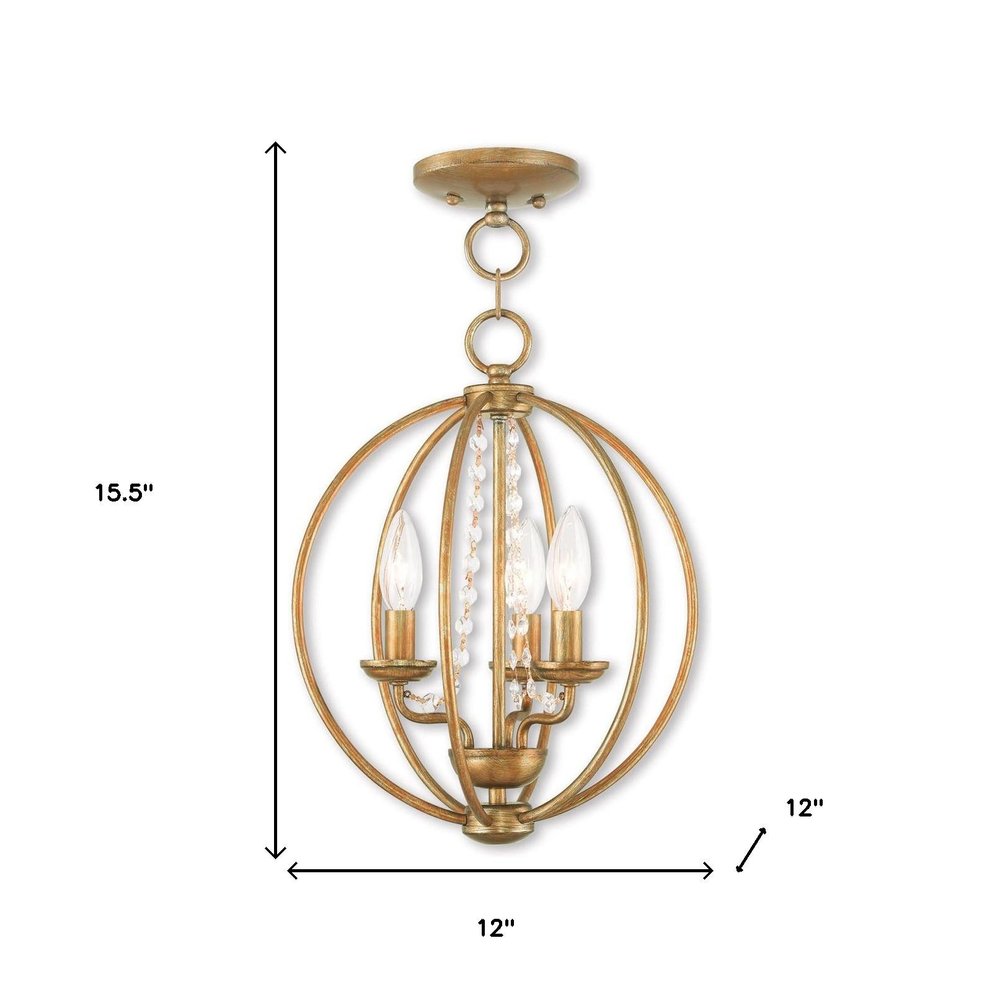 Gold Three Light Metal Dimmable Chandelier With Shades HomeRoots