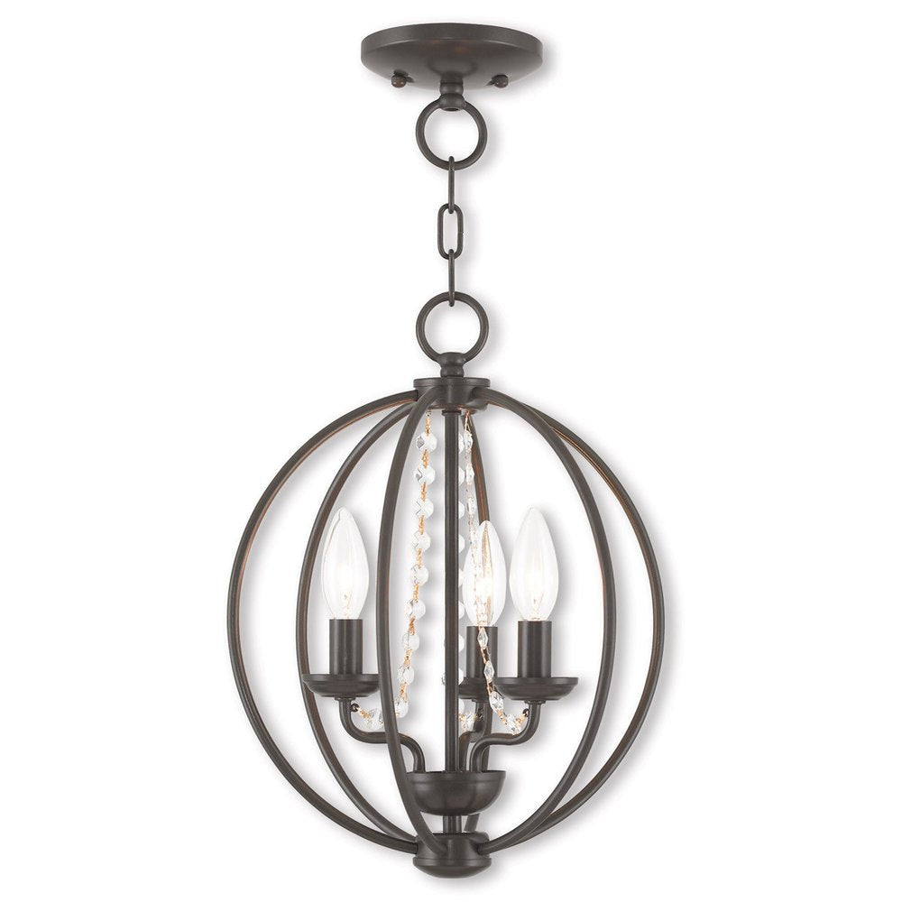 Bronze Three Light Metal Dimmable Chandelier With Shades HomeRoots