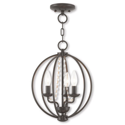 Bronze Three Light Metal Dimmable Chandelier With Shades HomeRoots
