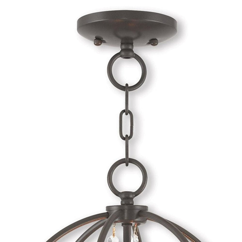 Bronze Three Light Metal Dimmable Chandelier With Shades HomeRoots