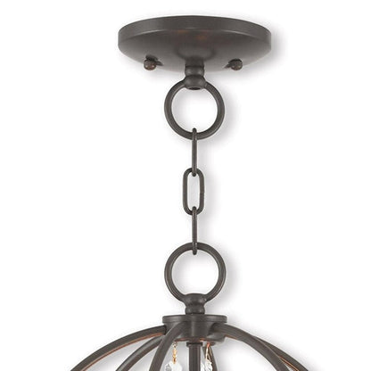 Bronze Three Light Metal Dimmable Chandelier With Shades HomeRoots