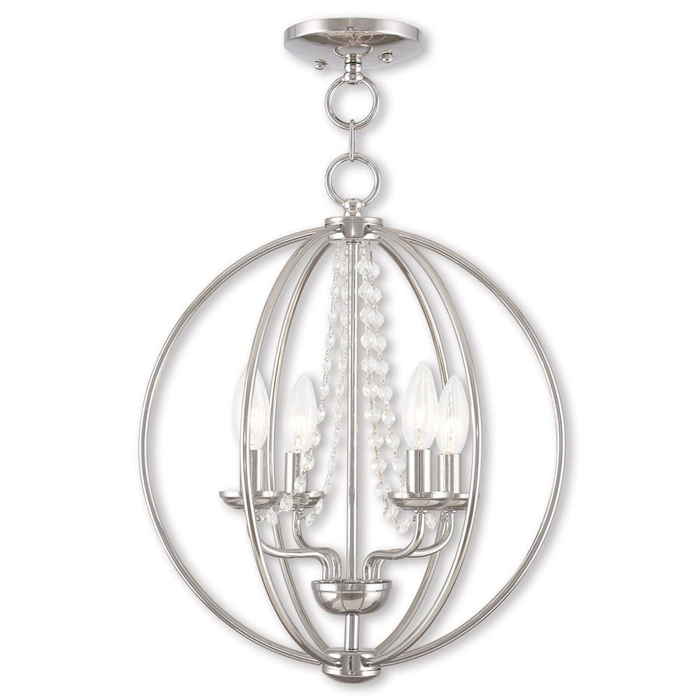 Silver Four Light Metal Dimmable Chandelier With Shades HomeRoots