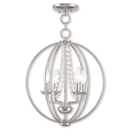 Silver Four Light Metal Dimmable Chandelier With Shades HomeRoots