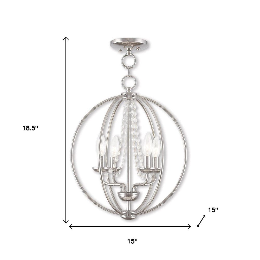 Silver Four Light Metal Dimmable Chandelier With Shades HomeRoots