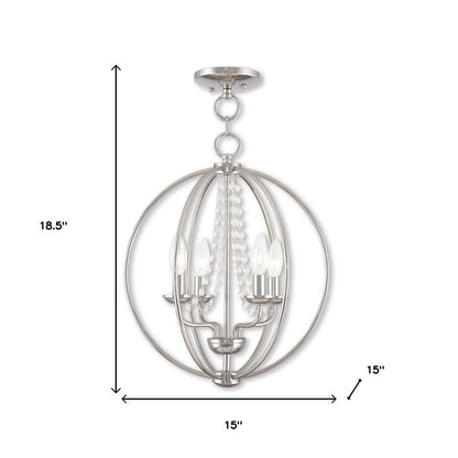 Silver Four Light Metal Dimmable Chandelier With Shades HomeRoots