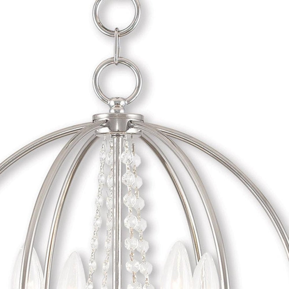 Silver Four Light Metal Dimmable Chandelier With Shades HomeRoots