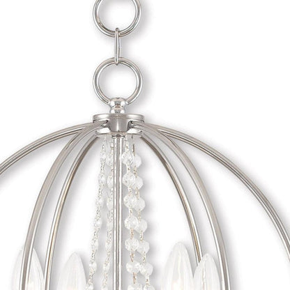 Silver Four Light Metal Dimmable Chandelier With Shades HomeRoots