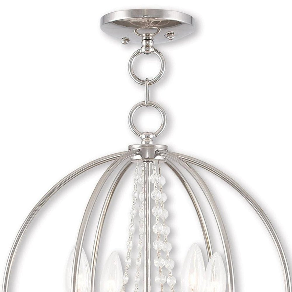 Silver Four Light Metal Dimmable Chandelier With Shades HomeRoots