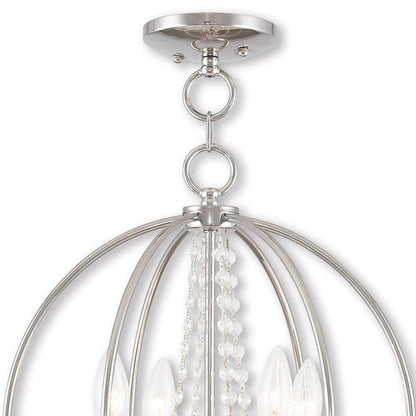 Silver Four Light Metal Dimmable Chandelier With Shades HomeRoots