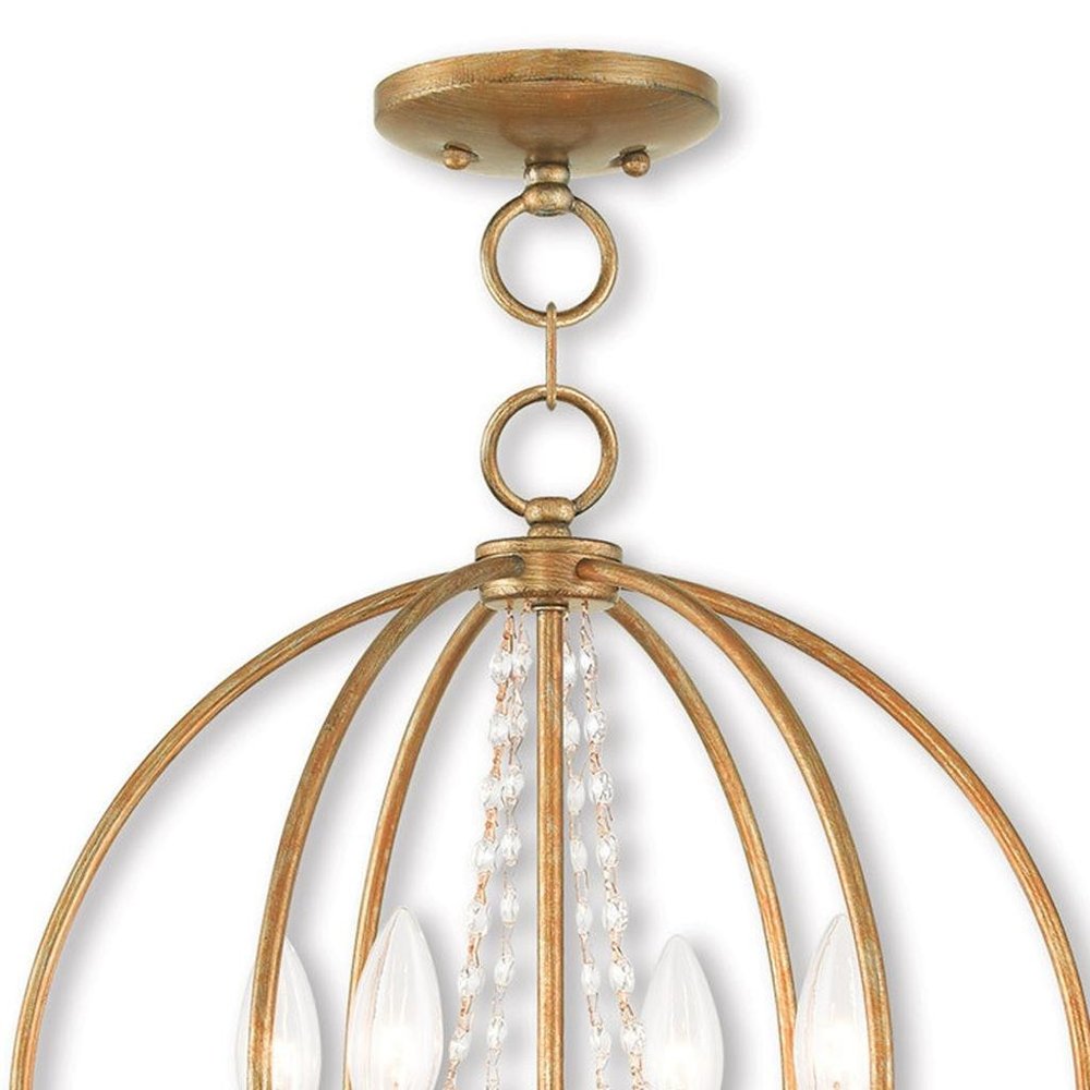 Gold Four Light Metal Dimmable Chandelier With Shades HomeRoots