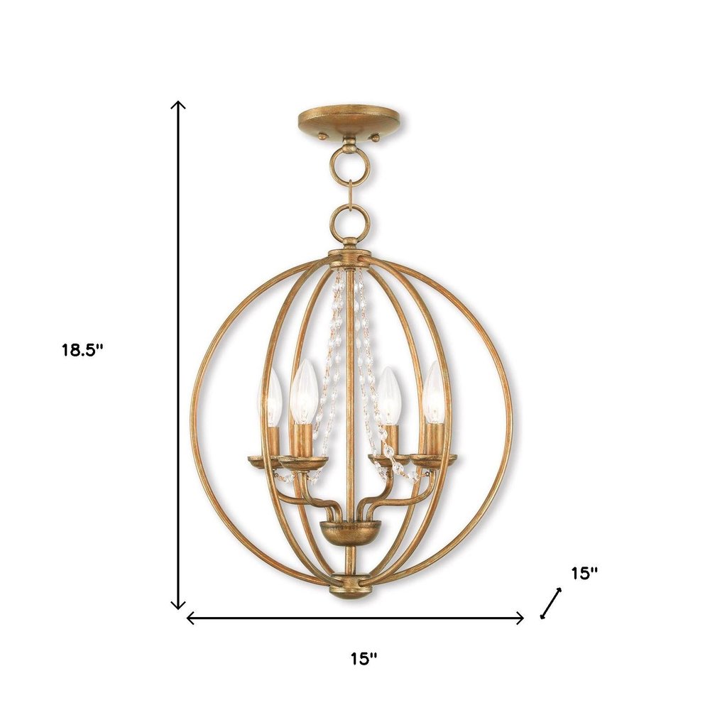 Gold Four Light Metal Dimmable Chandelier With Shades HomeRoots