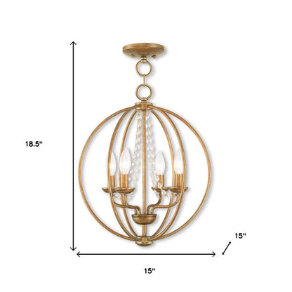 Gold Four Light Metal Dimmable Chandelier With Shades HomeRoots
