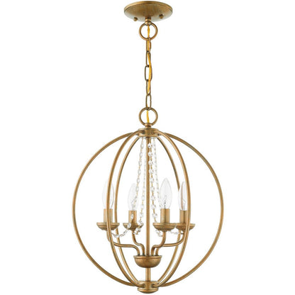Gold Four Light Metal Dimmable Chandelier With Shades HomeRoots