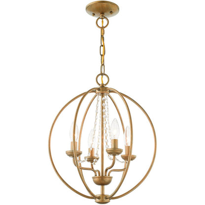 Gold Four Light Metal Dimmable Chandelier With Shades HomeRoots