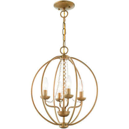 Gold Four Light Metal Dimmable Chandelier With Shades HomeRoots