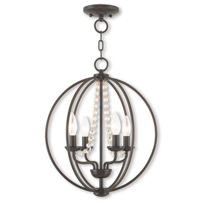 Bronze Four Light Metal Dimmable Chandelier With Shades HomeRoots