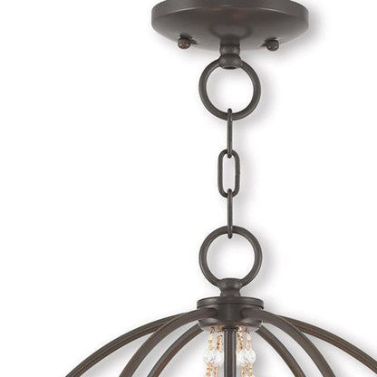 Bronze Four Light Metal Dimmable Chandelier With Shades HomeRoots