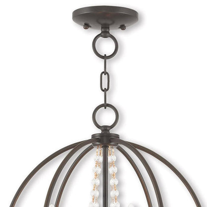 Bronze Four Light Metal Dimmable Chandelier With Shades HomeRoots