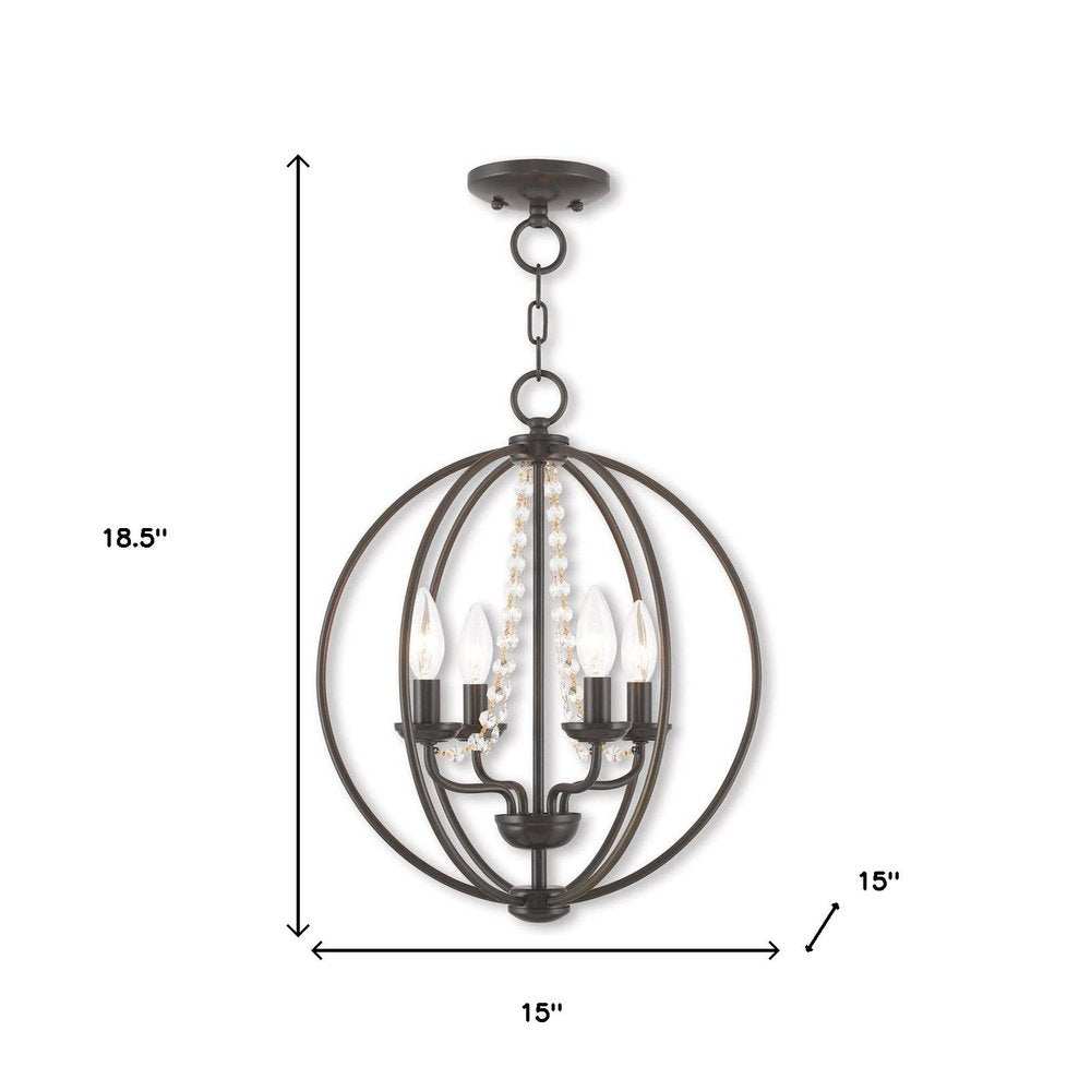 Bronze Four Light Metal Dimmable Chandelier With Shades HomeRoots