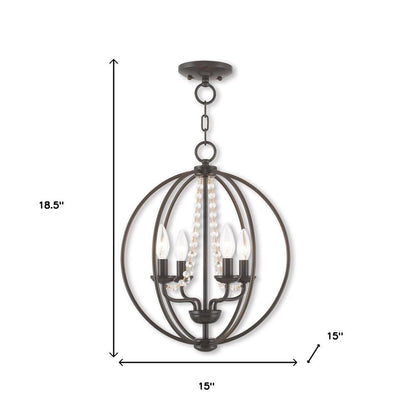 Bronze Four Light Metal Dimmable Chandelier With Shades HomeRoots