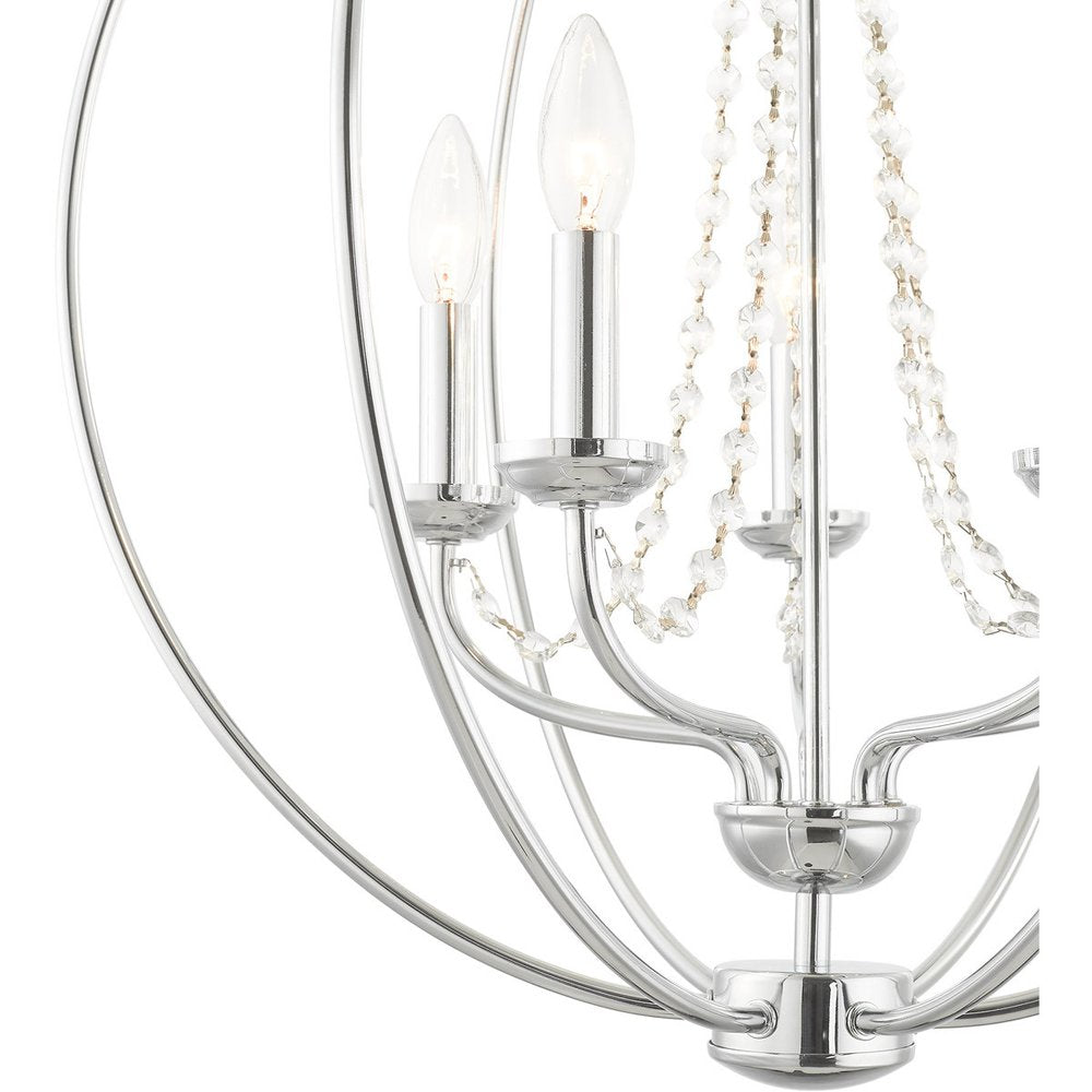 Silver Five Light Metal Dimmable Chandelier With Shades HomeRoots