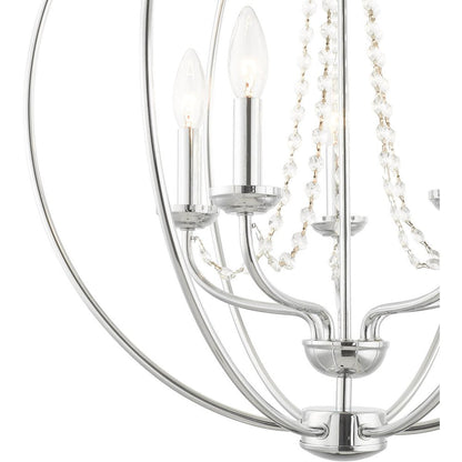 Silver Five Light Metal Dimmable Chandelier With Shades HomeRoots