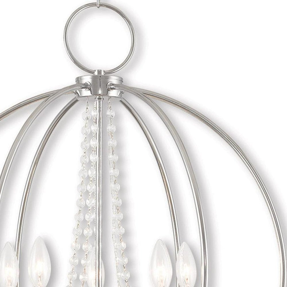 Silver Five Light Metal Dimmable Chandelier With Shades HomeRoots