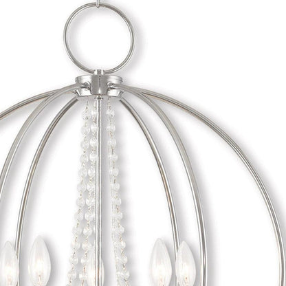 Silver Five Light Metal Dimmable Chandelier With Shades HomeRoots