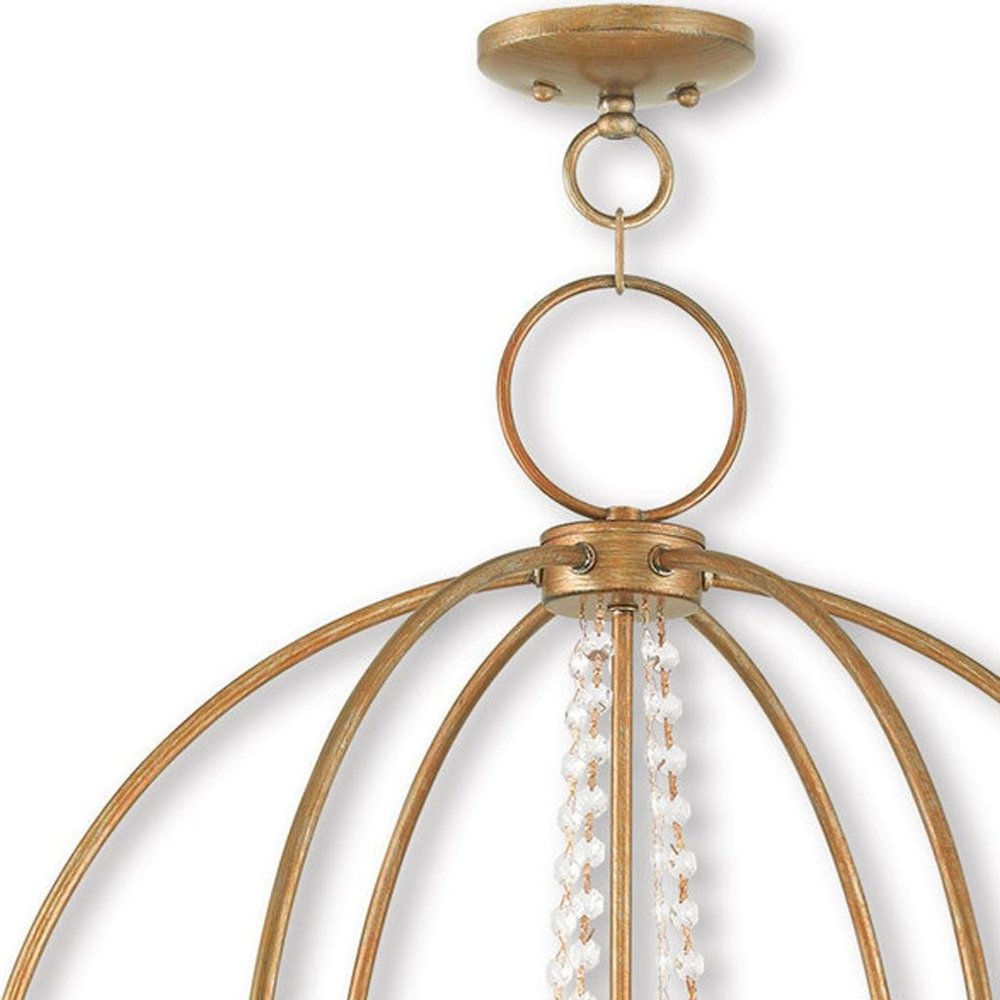 Antiqued Gold Five Light Metal Dimmable Chandelier With Shades HomeRoots