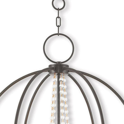 Bronze Five Light Metal Dimmable Chandelier With Shades HomeRoots