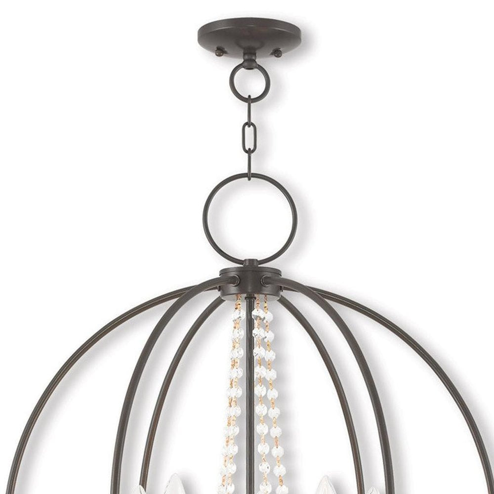 Bronze Five Light Metal Dimmable Chandelier With Shades HomeRoots