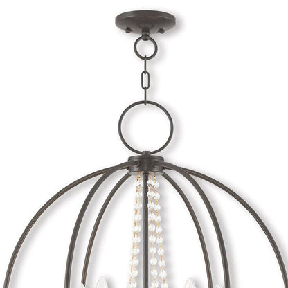 Bronze Five Light Metal Dimmable Chandelier With Shades HomeRoots