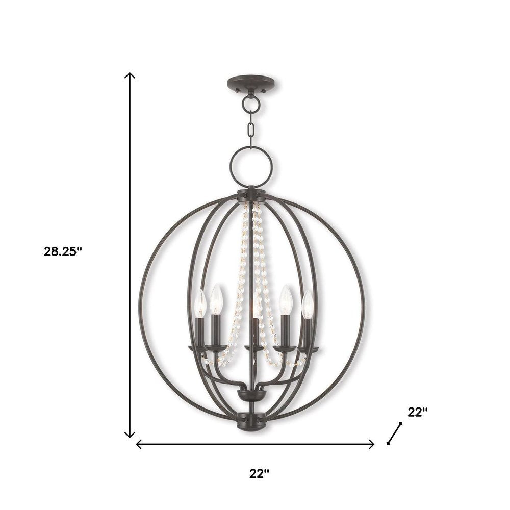 Bronze Five Light Metal Dimmable Chandelier With Shades HomeRoots