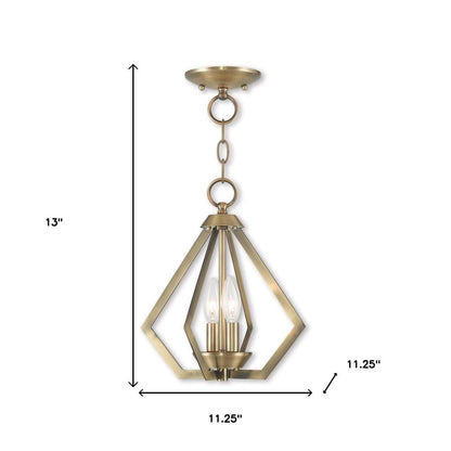 Antiqued Brass Two Light Metal Dimmable Chandelier With Shades HomeRoots