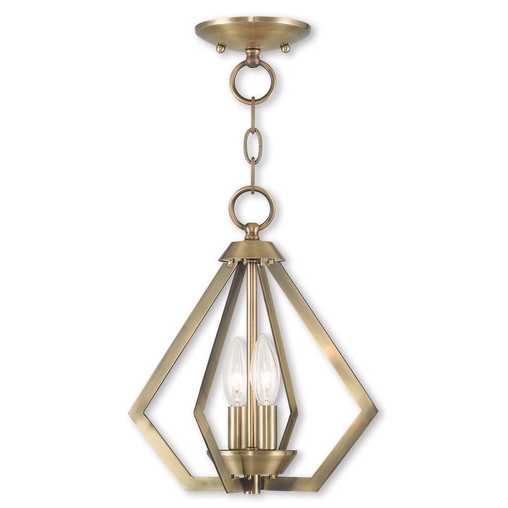 Antiqued Brass Two Light Metal Dimmable Chandelier With Shades HomeRoots