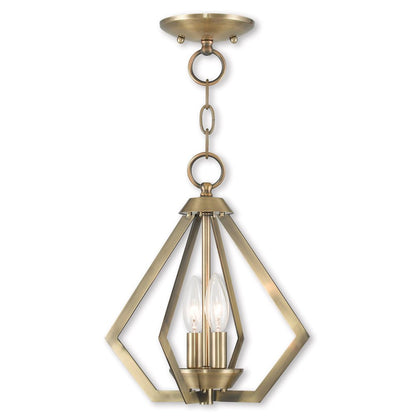 Antiqued Brass Two Light Metal Dimmable Chandelier With Shades HomeRoots