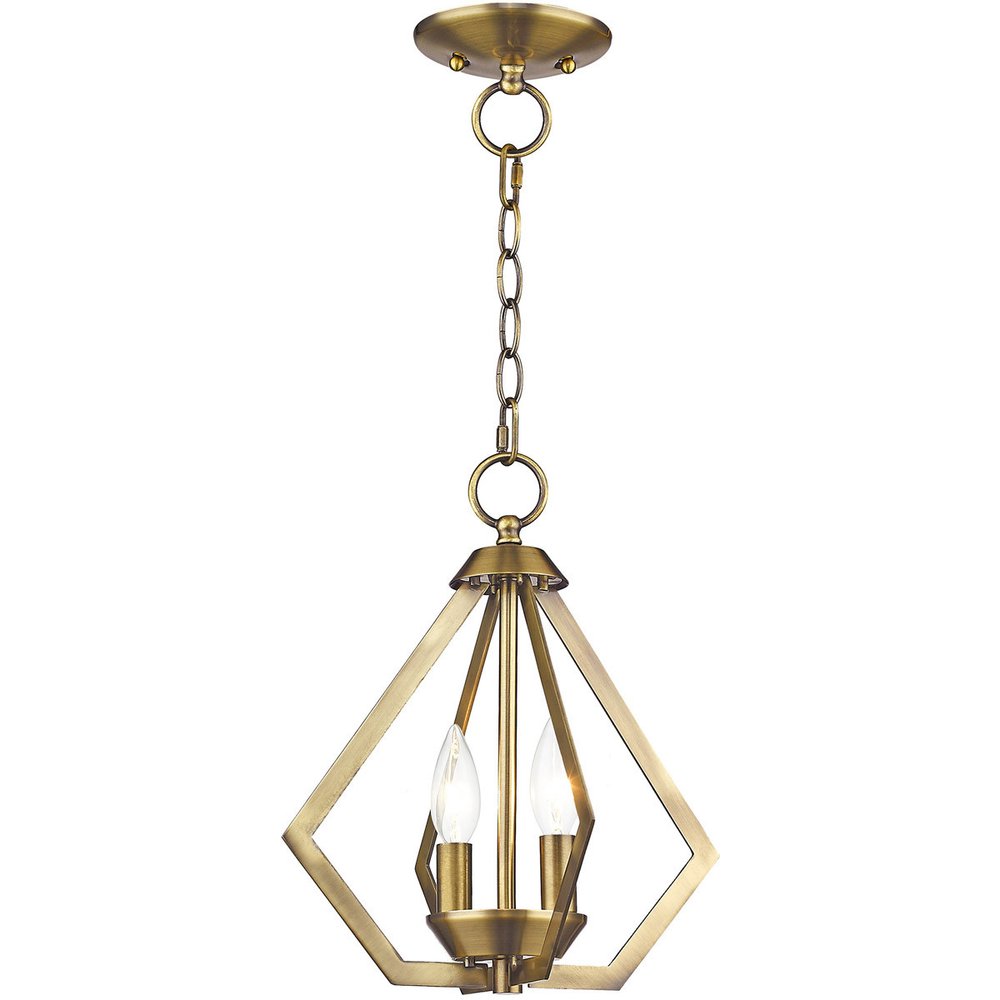 Antiqued Brass Two Light Metal Dimmable Chandelier With Shades HomeRoots