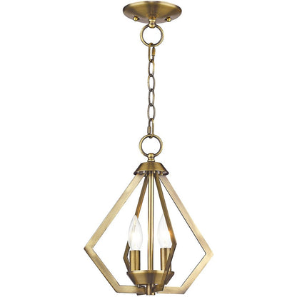Antiqued Brass Two Light Metal Dimmable Chandelier With Shades HomeRoots