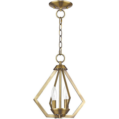 Antiqued Brass Two Light Metal Dimmable Chandelier With Shades HomeRoots