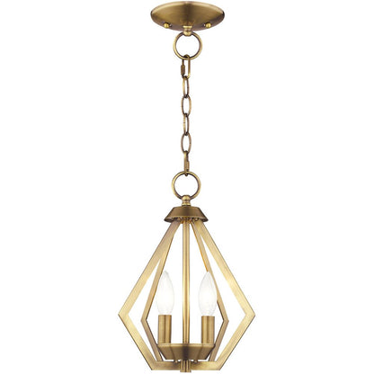 Antiqued Brass Two Light Metal Dimmable Chandelier With Shades HomeRoots
