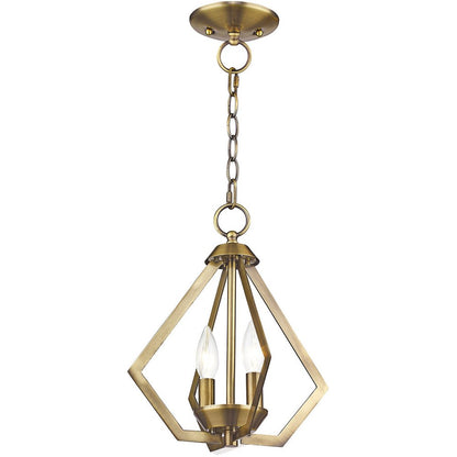 Antiqued Brass Two Light Metal Dimmable Chandelier With Shades HomeRoots